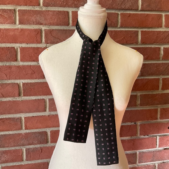 Roots Handmade Geometric Print Silk Skinny Scarf Unisex Made in England - Picture 8 of 8